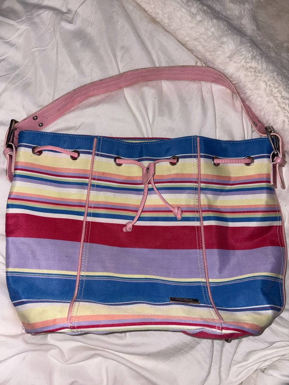 VTG Kate Spade New York Rainbow Striped Canvas Bag